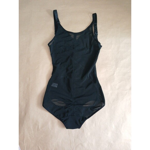Shapewear Tummy Control Bodysuit Womens M Black Mesh Sculpting Zip Hook Eye - Picture 8 of 8